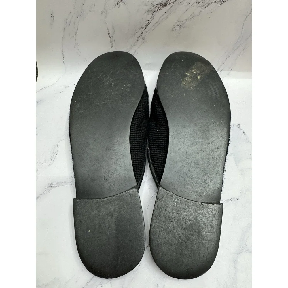 Larkspur‎ Collection Vintage Pink Flamingo in Black Mules Slide Shoes Flats L